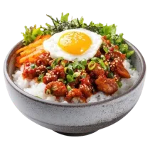 Korean fried chicken with rice
